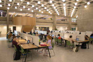 Photo of students studying in the Weldon Learning Commons.