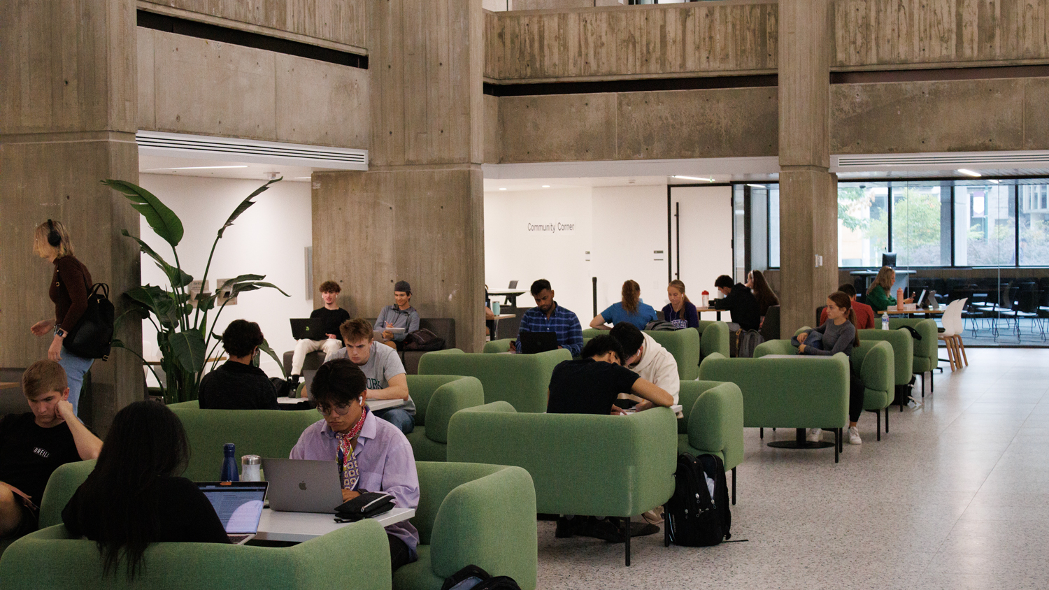 Photo of students studying in the Weldon Learning Commons.